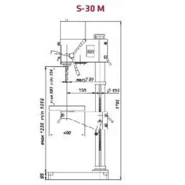 STRANDS Gear Column Drill S 30 (S 28) Side Dimension
